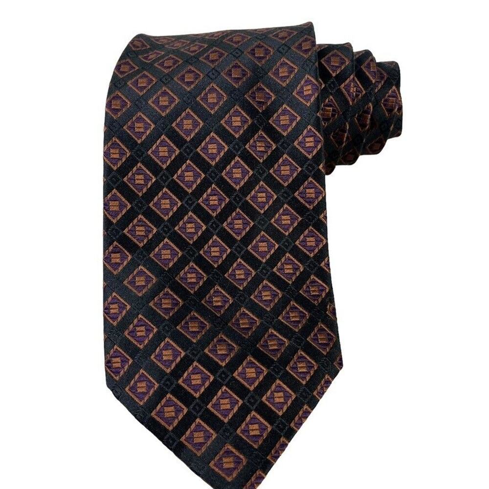 Joseph Jos A Bank Signature Collection Mens Black Neck Tie Silk Hand Made 3.5"
